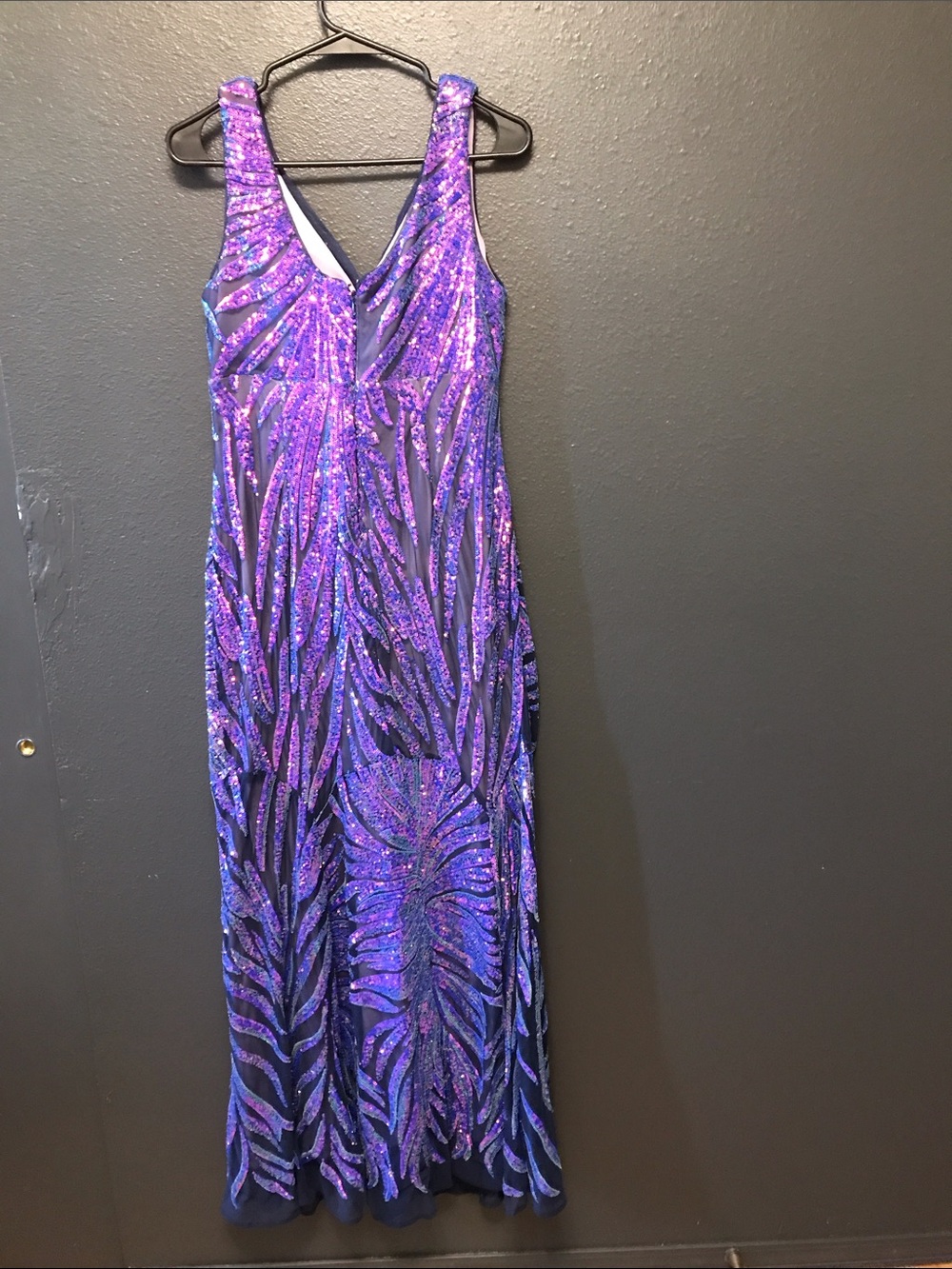 R&M Richards Purple Sequin Evening Gown - Picture 2 of 3